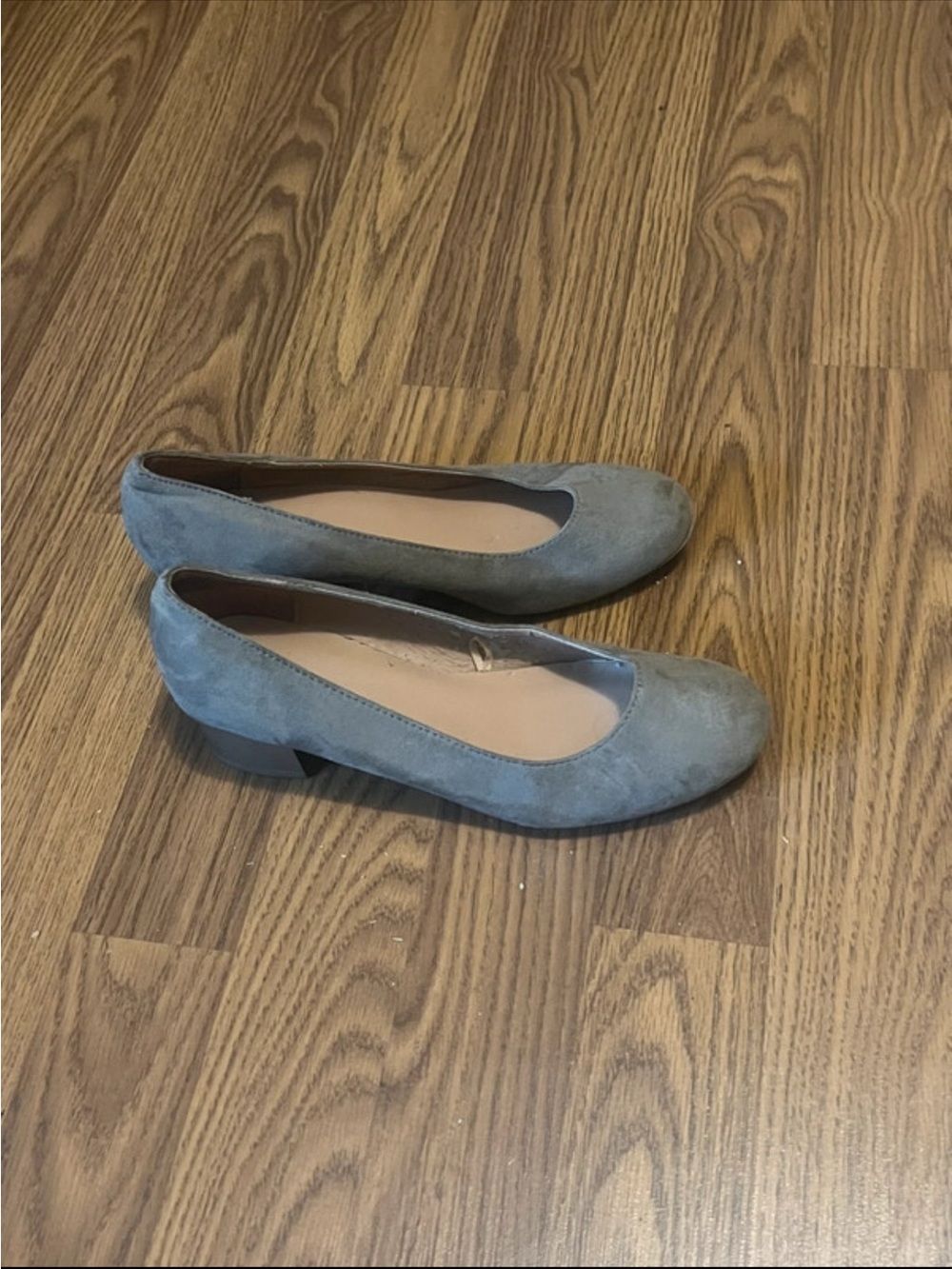 Time and Tru Gray Suede Low Block Heel Pumps